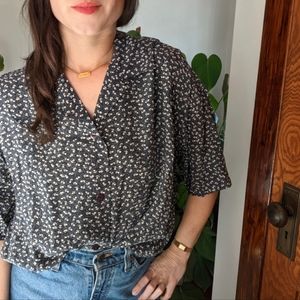 Vintage 100% Silk Floral Blouse